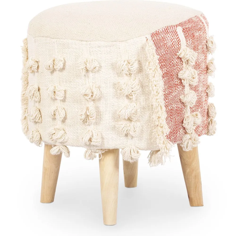 Stołek z okrągłą pufą - Styl Boho Bali - Batty image 8