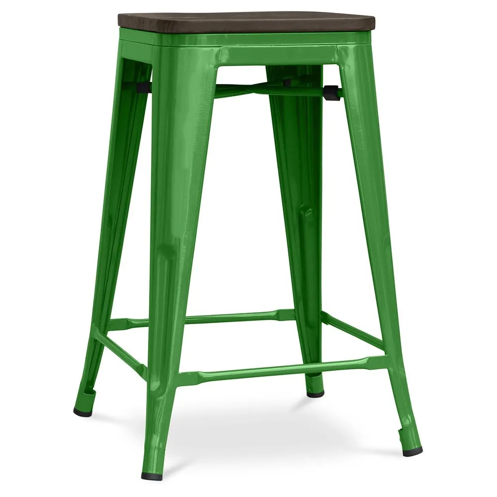 Stołek barowy - Wzornictwo Przemysłowe - Drewno & Stal - 60cm -Stylix image 8
