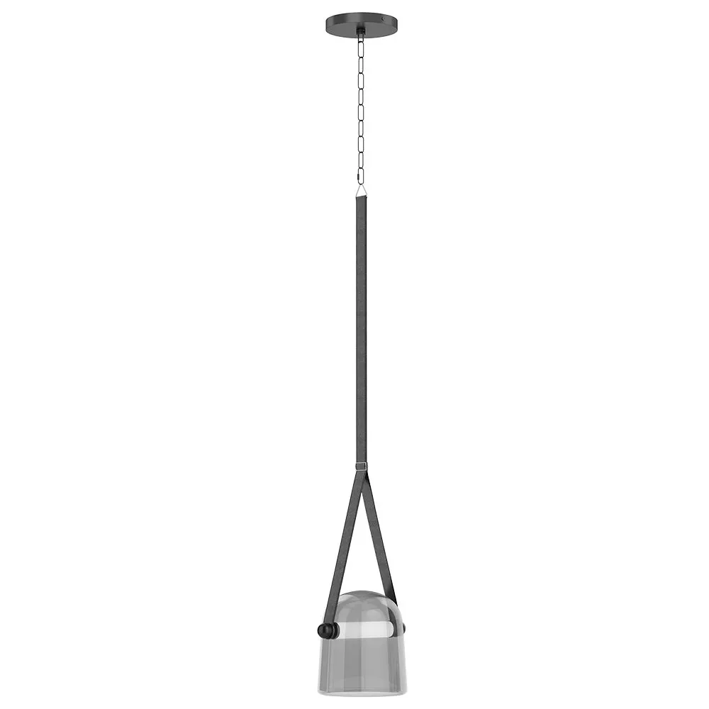 Lampa sufitowa - Lampa wisząca - Skóra i szkło - Bim image 8