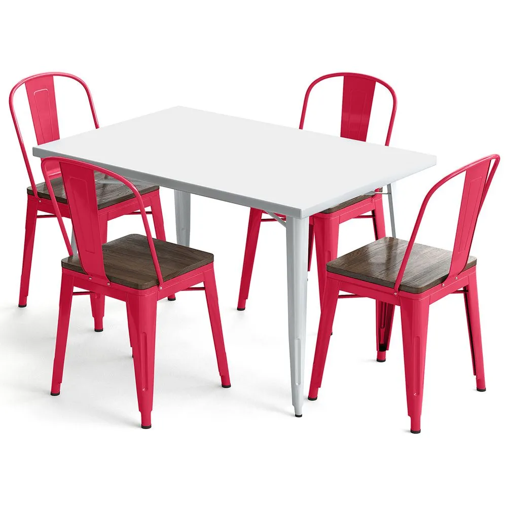Stół i 4 krzesła do jadalni w zestawie Wzór przemysłowy - Nowa edycja - Bistrot Stylix image 8