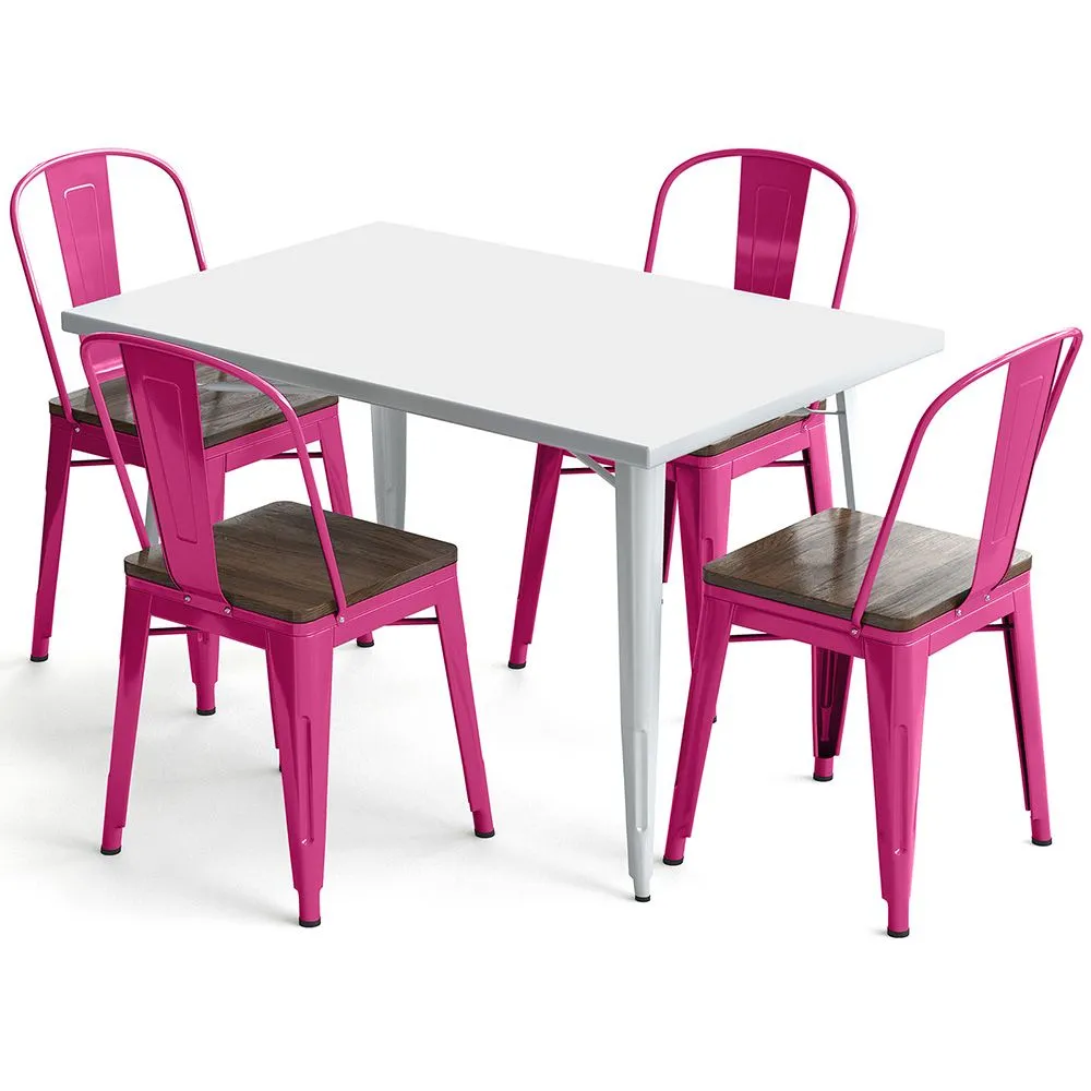 Stół i 4 krzesła do jadalni w zestawie Wzór przemysłowy - Nowa edycja - Bistrot Stylix image 8