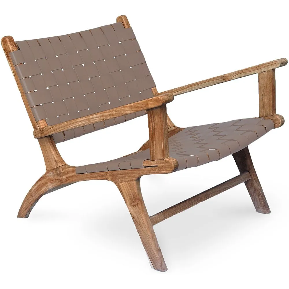 Fotel Salonowy z Podłokietnikami - Fotel Boho Bali Design - Drewno i Skóra - Recia image 8