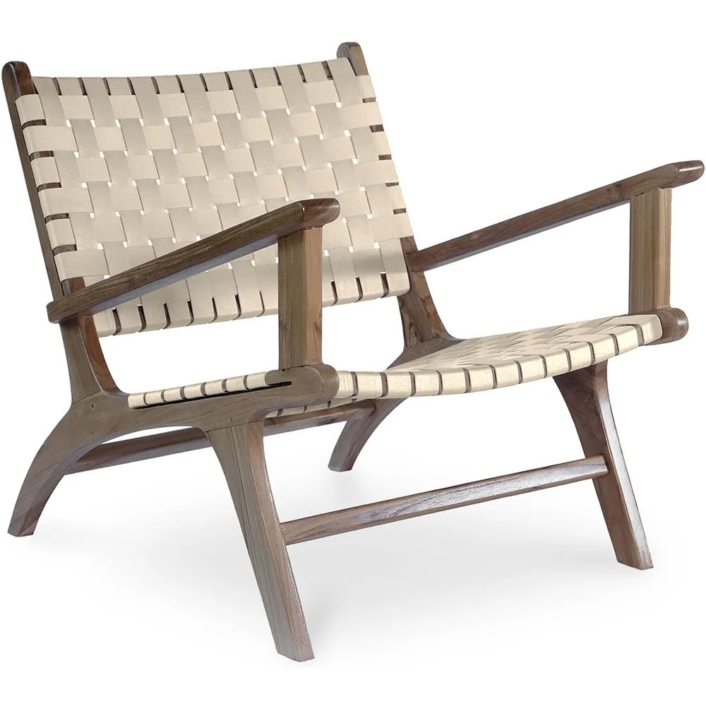 Fotel Salonowy z Podłokietnikami - Fotel Boho Bali Design - Drewno i Len - Recia image 8