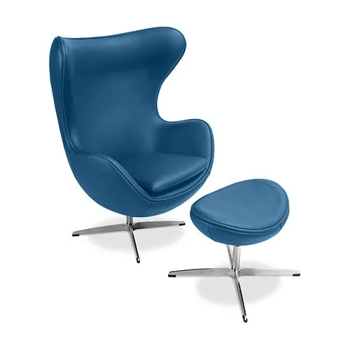 Fotel z podnóżkiem - Egg Design - Tapicerowany w Leatherette - Brave image 8