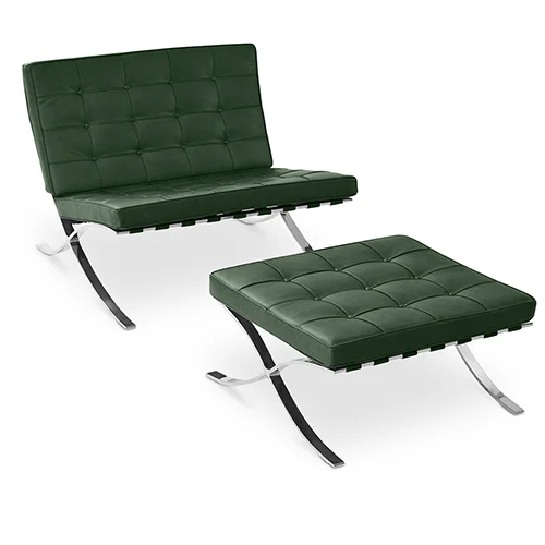 Designerski fotel z podnóżkiem - tapicerowany w skórze - Town image 8