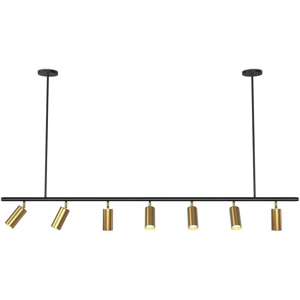 Lampa sufitowa szynowa - 7 regulowanych złotych reflektorów - 140CM image 8