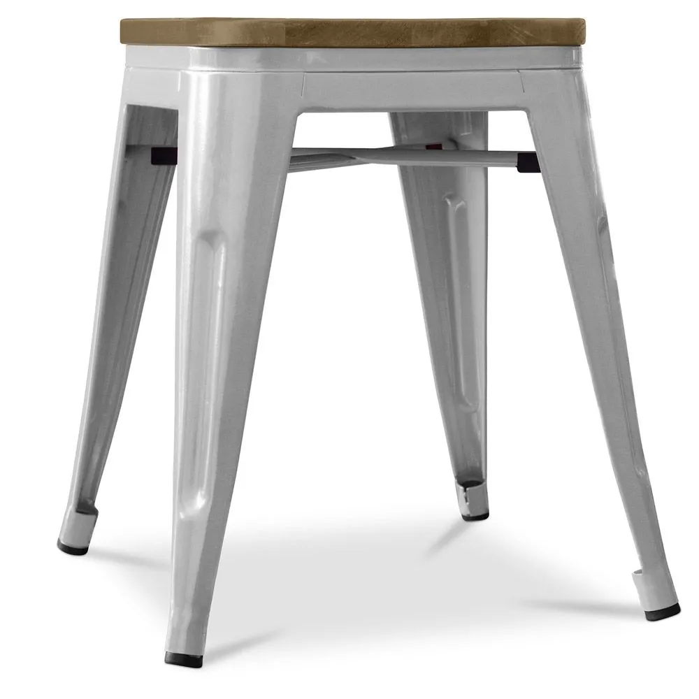 Stołek z oparciem - Wzór przemysłowy - drewno i stal - 45 cm - Stylix image 8