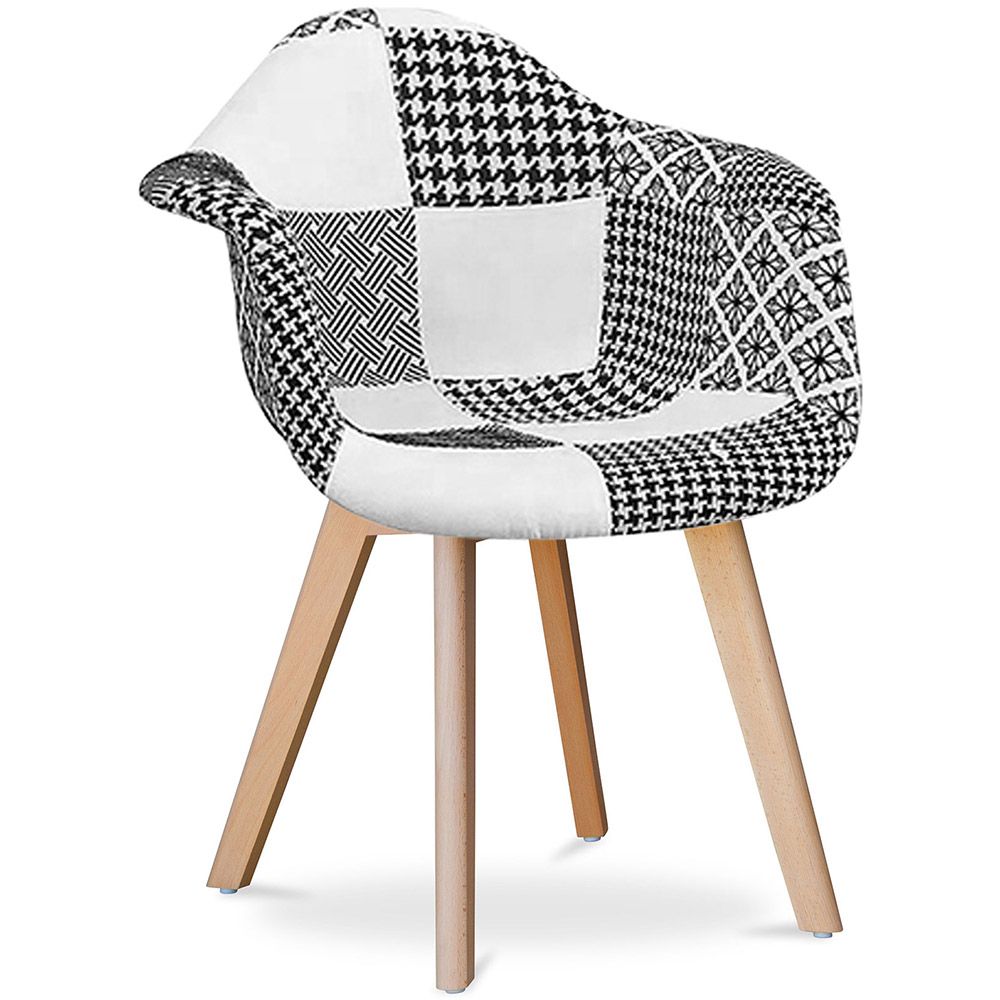 Krzesło do jadalni z podłokietnikami - tapicerowane patchwork - Black & White - Dominic image 8