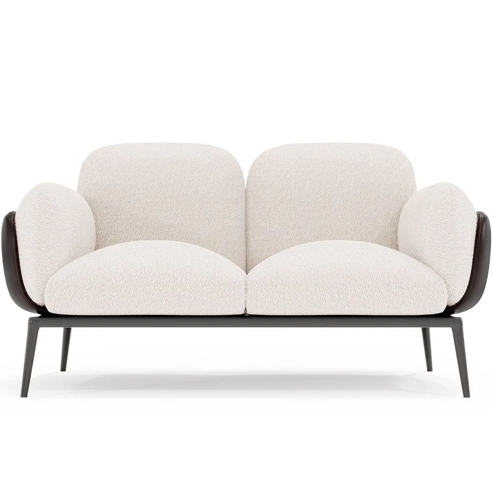 Sofa dwuosobowa - Tapicerka z tkaniny bouclé - Vandan image 8