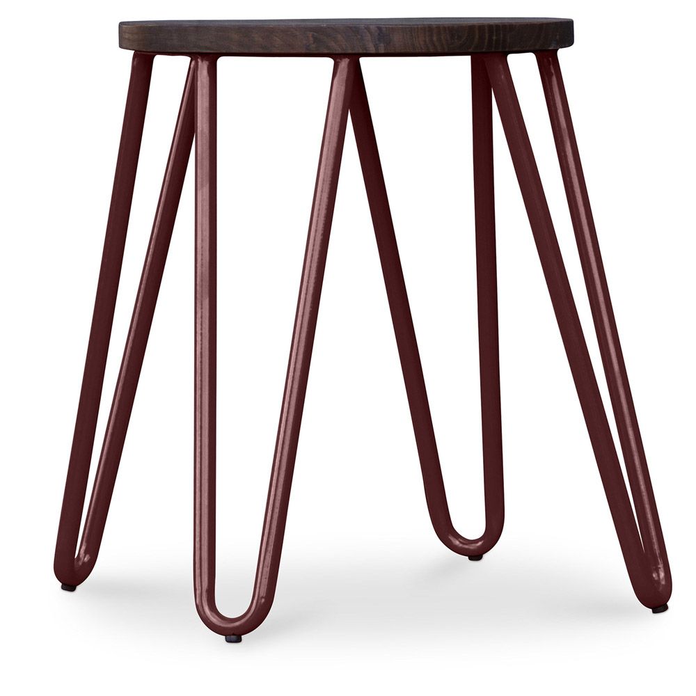 Stołek Hairpin - 42cm - Ciemne drewno i metal image 8