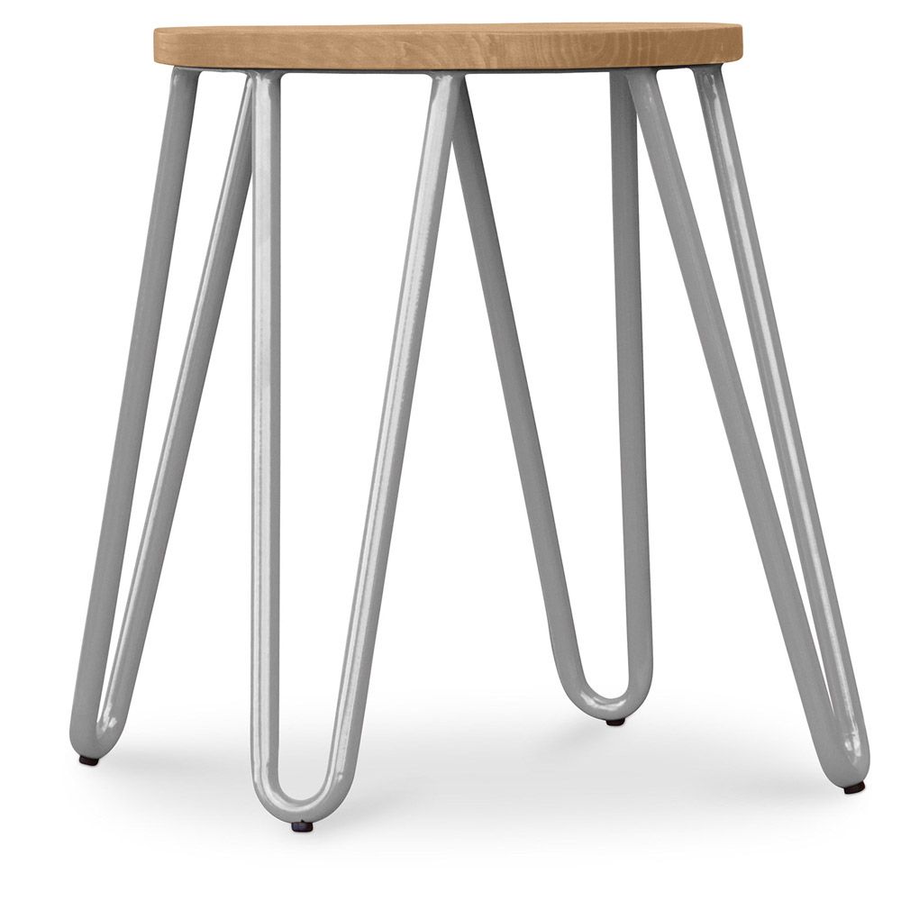 Stołek typu hairpin - 42cm - Jasne drewno i metal image 8