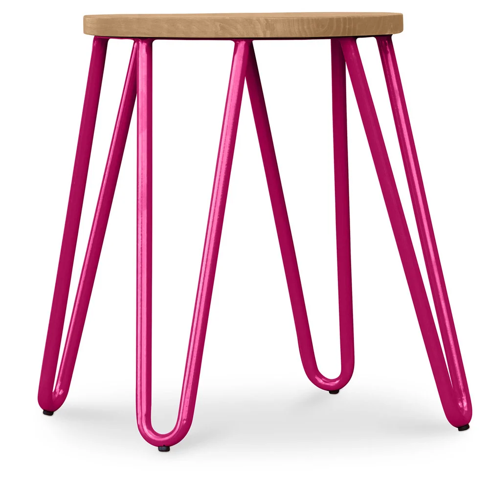 Stołek typu hairpin - 42cm - Jasne drewno i metal image 8
