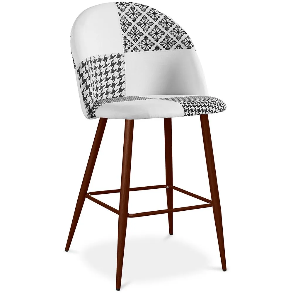 Patchworkowy taboret - styl skandynawski - czarno-biały - 66cm - Evelyne image 8