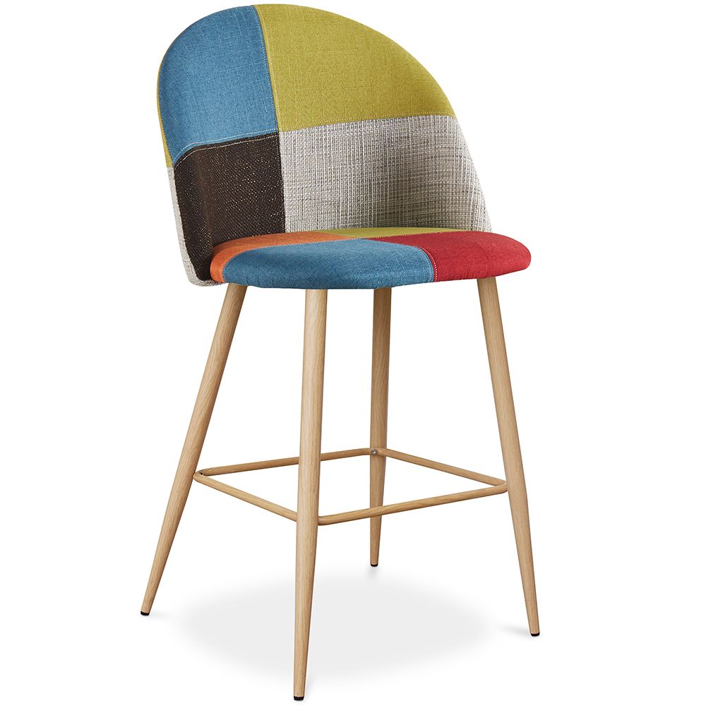 Patchworkowy taboret tapicerowany - styl skandynawski - 66cm - Evelyne image 8