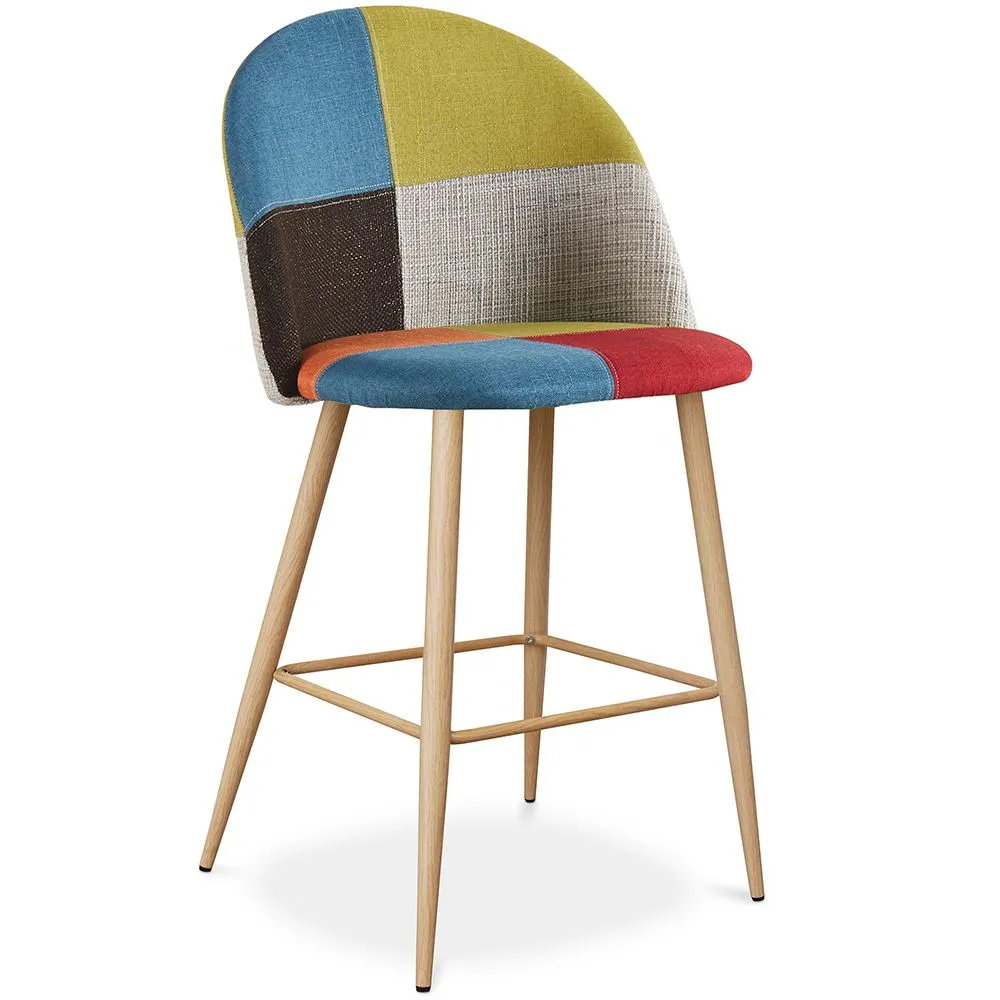 Patchworkowy taboret tapicerowany - styl skandynawski - 66cm - Evelyne image 8
