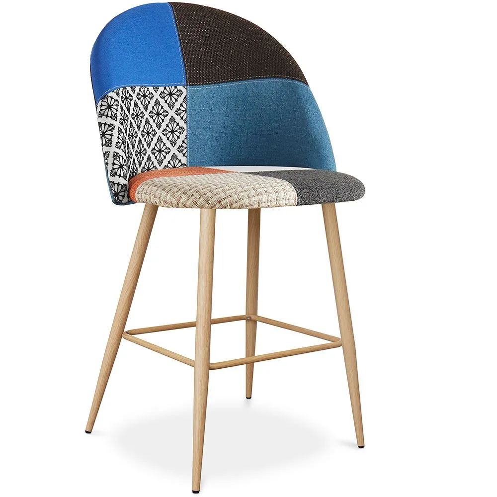 Patchworkowy stołek tapicerowany - styl skandynawski - 66cm - Evelyne image 8