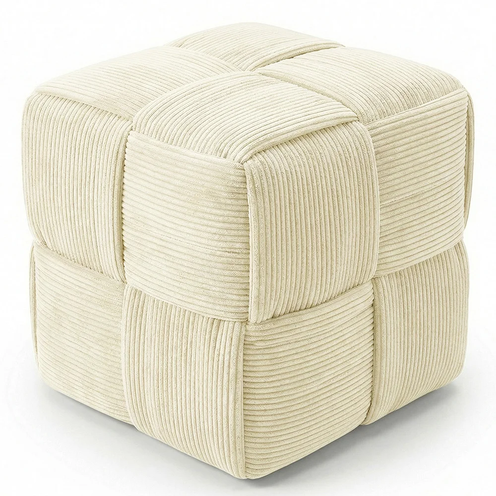 Kwadratowy Puf Tapicerowany Sztruksem - Nowoczesny Design - Cube image 8