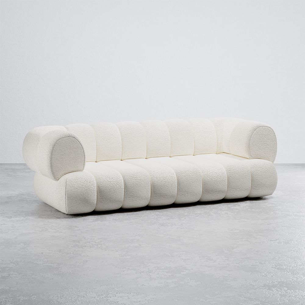 Sofa Obita Tkaniną Bouclé - Styl Nowoczesny - 2/3 Miejsca - Krzywa Teddy image 8
