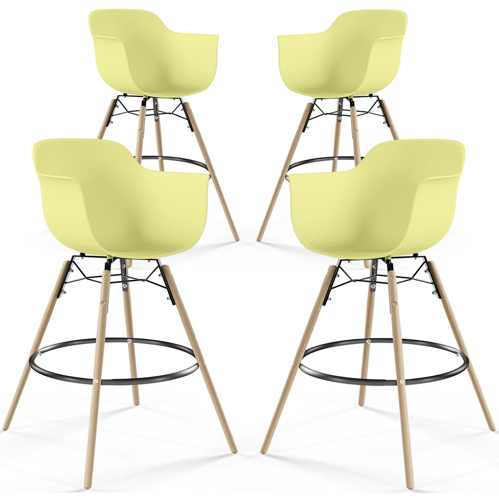 Stołek Barowy - Skandynawski Design - Drewniane Nogi - Zestaw 4 - Nordika image 8