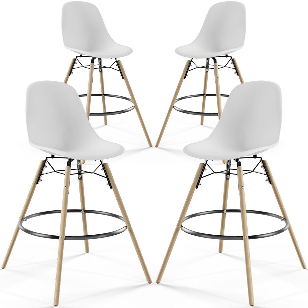 Stołki Barowe - Skandynawski Design - Drewniane Nogi - Zestaw 4 - Skögur image 8