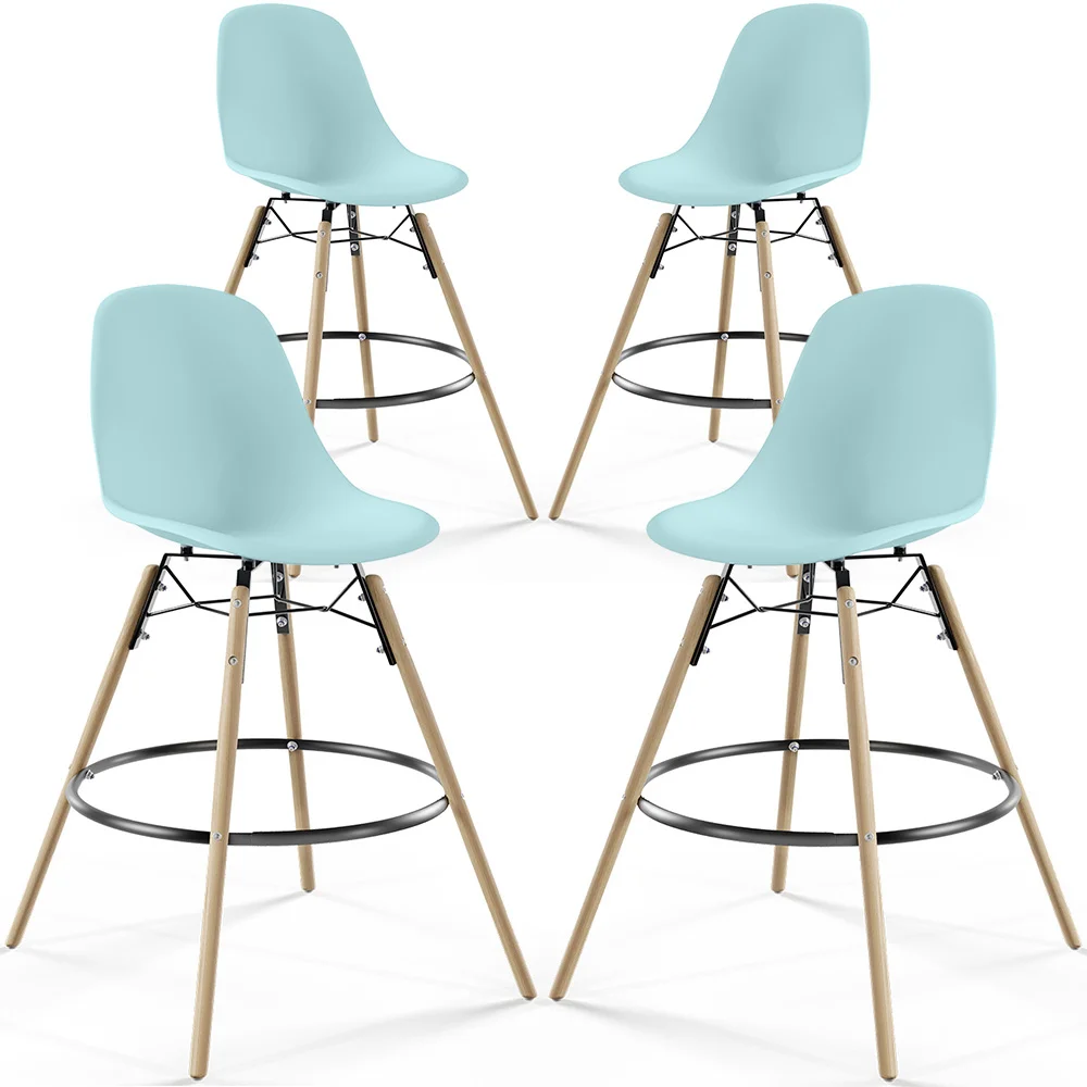 Stołki Barowe - Skandynawski Design - Drewniane Nogi - Zestaw 4 - Skögur image 8