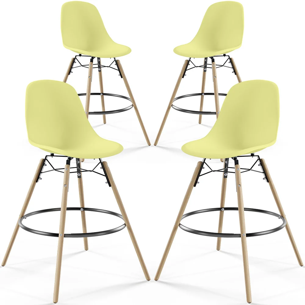 Stołki Barowe - Skandynawski Design - Drewniane Nogi - Zestaw 4 - Skögur image 8