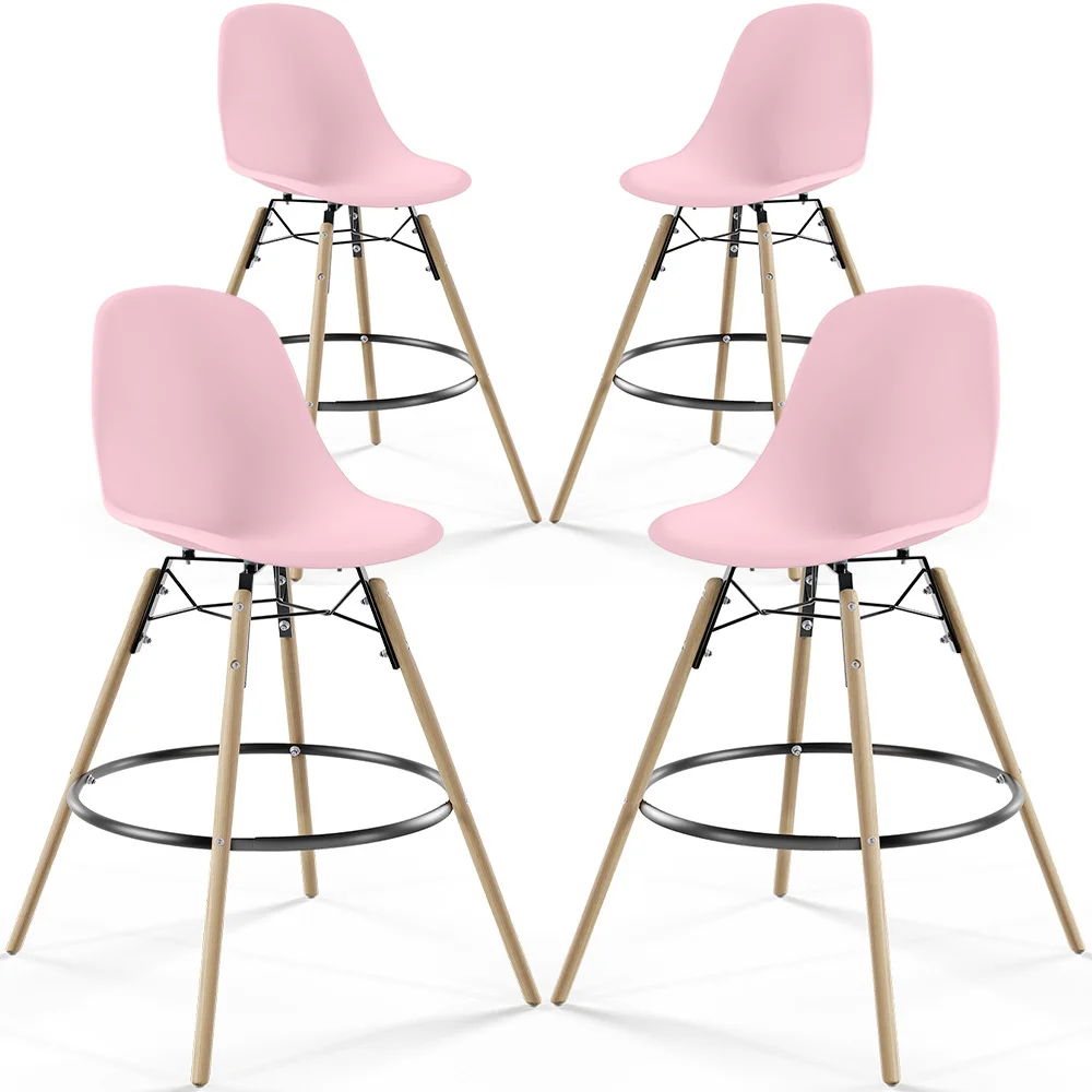 Stołki Barowe - Skandynawski Design - Drewniane Nogi - Zestaw 4 - Skögur image 8