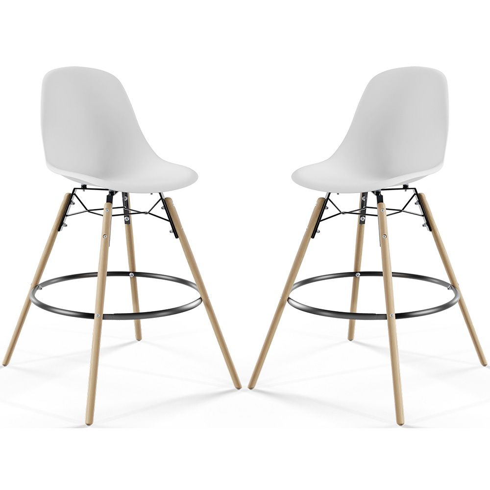 Stołek Barowy - Skandynawski Design - Drewniane Nogi - Zestaw 2 - Skögur image 8