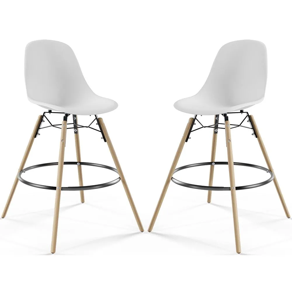 Stołek Barowy - Skandynawski Design - Drewniane Nogi - Zestaw 2 - Skögur image 8