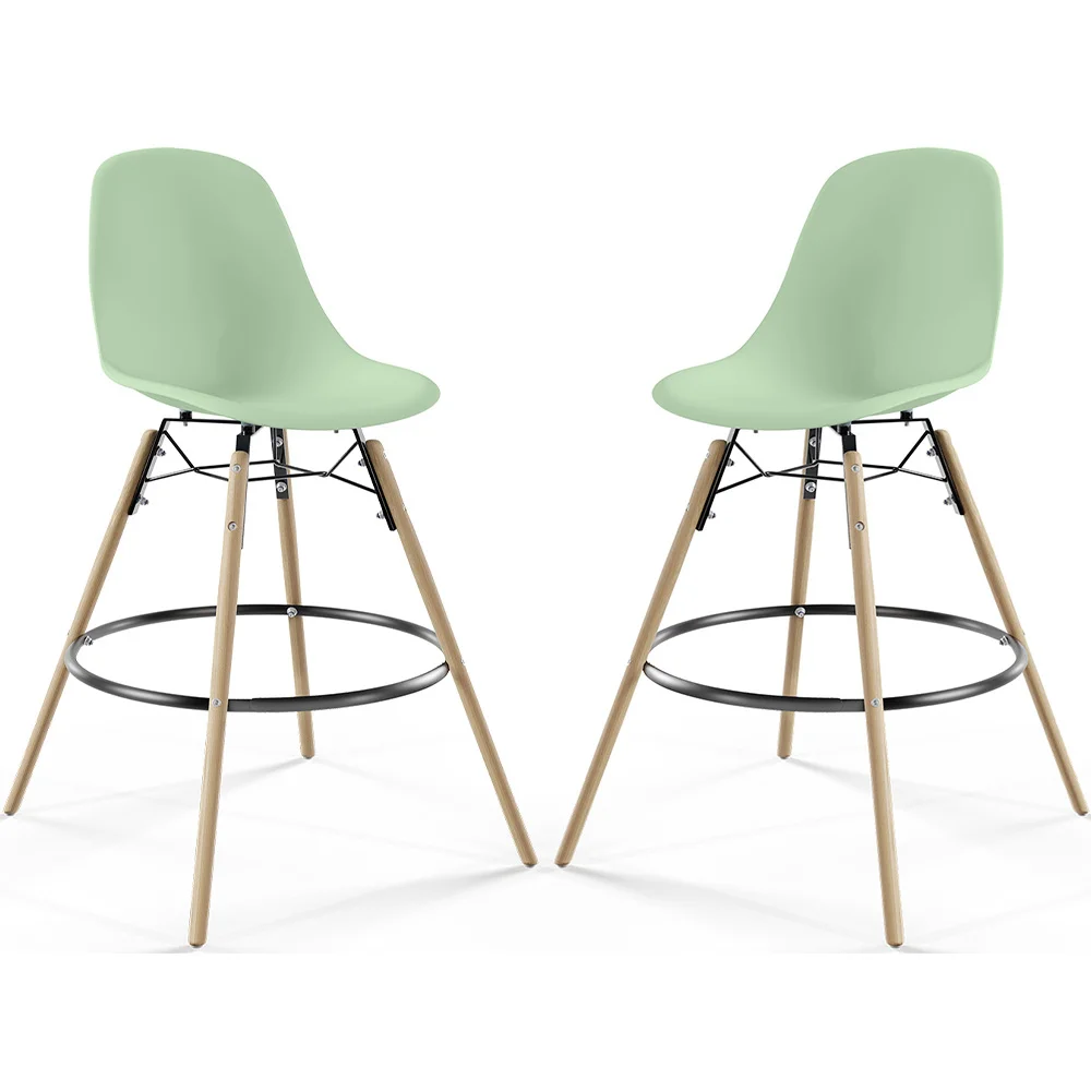 Stołek Barowy - Skandynawski Design - Drewniane Nogi - Zestaw 2 - Skögur image 8