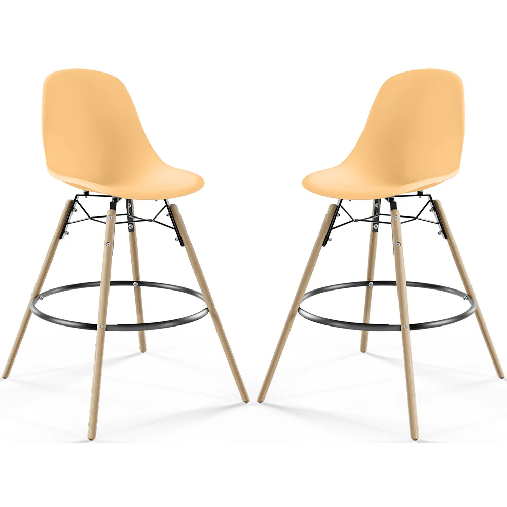 Stołek Barowy - Skandynawski Design - Drewniane Nogi - Zestaw 2 - Skögur image 8