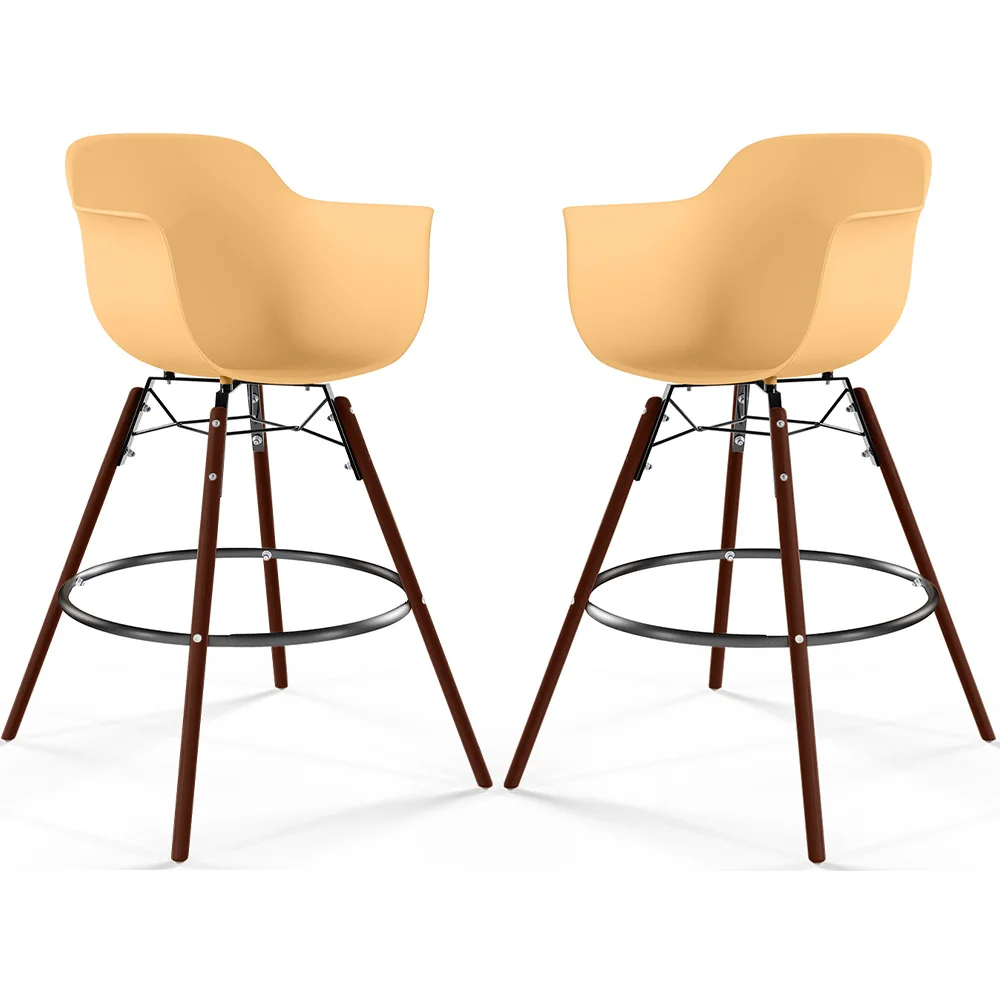 Stołki Barowe - Skandynawski Design - Ciemne Drewniane Nogi - Zestaw 2 - Nordika image 8