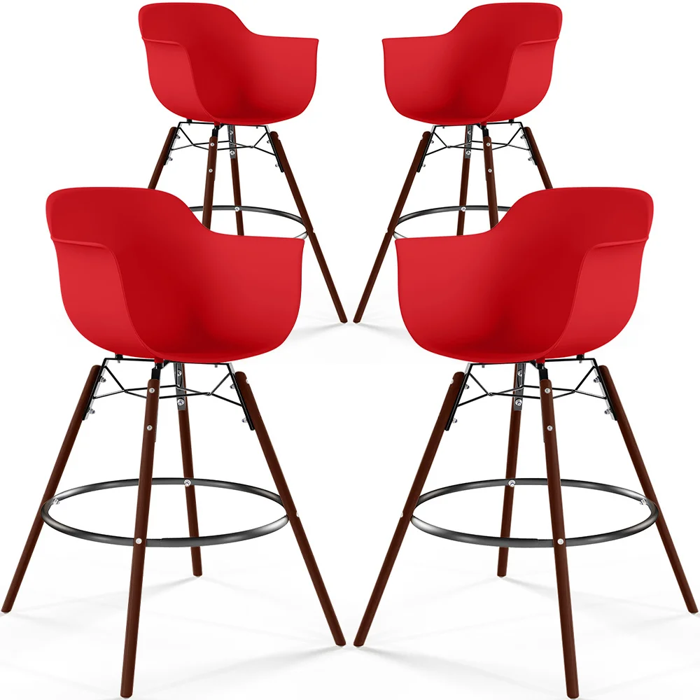 Stołki Barowe - Skandynawski Design - Ciemne Drewniane Nogi - Zestaw 4 - Nordika image 8