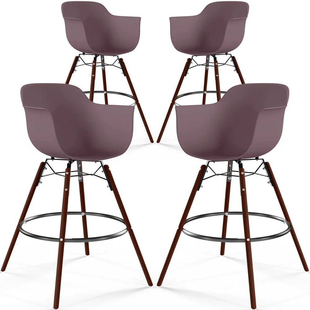 Stołki Barowe - Skandynawski Design - Ciemne Drewniane Nogi - Zestaw 4 - Nordika image 8