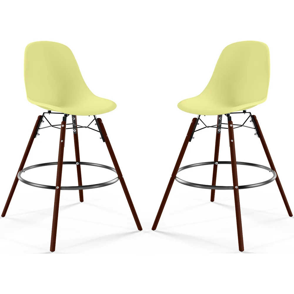 Stołki Barowe - Skandynawski Design - Ciemne Drewniane Nogi - Zestaw 2 - Skögur image 8