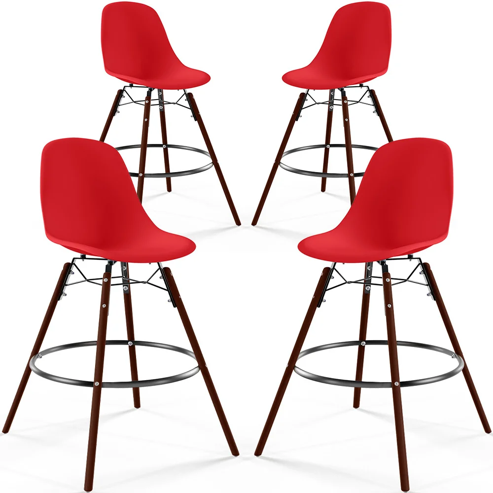 Stołki do Jadalni - Skandynawski Design - Ciemne Drewniane Nogi - Zestaw 4 - Skögur image 8