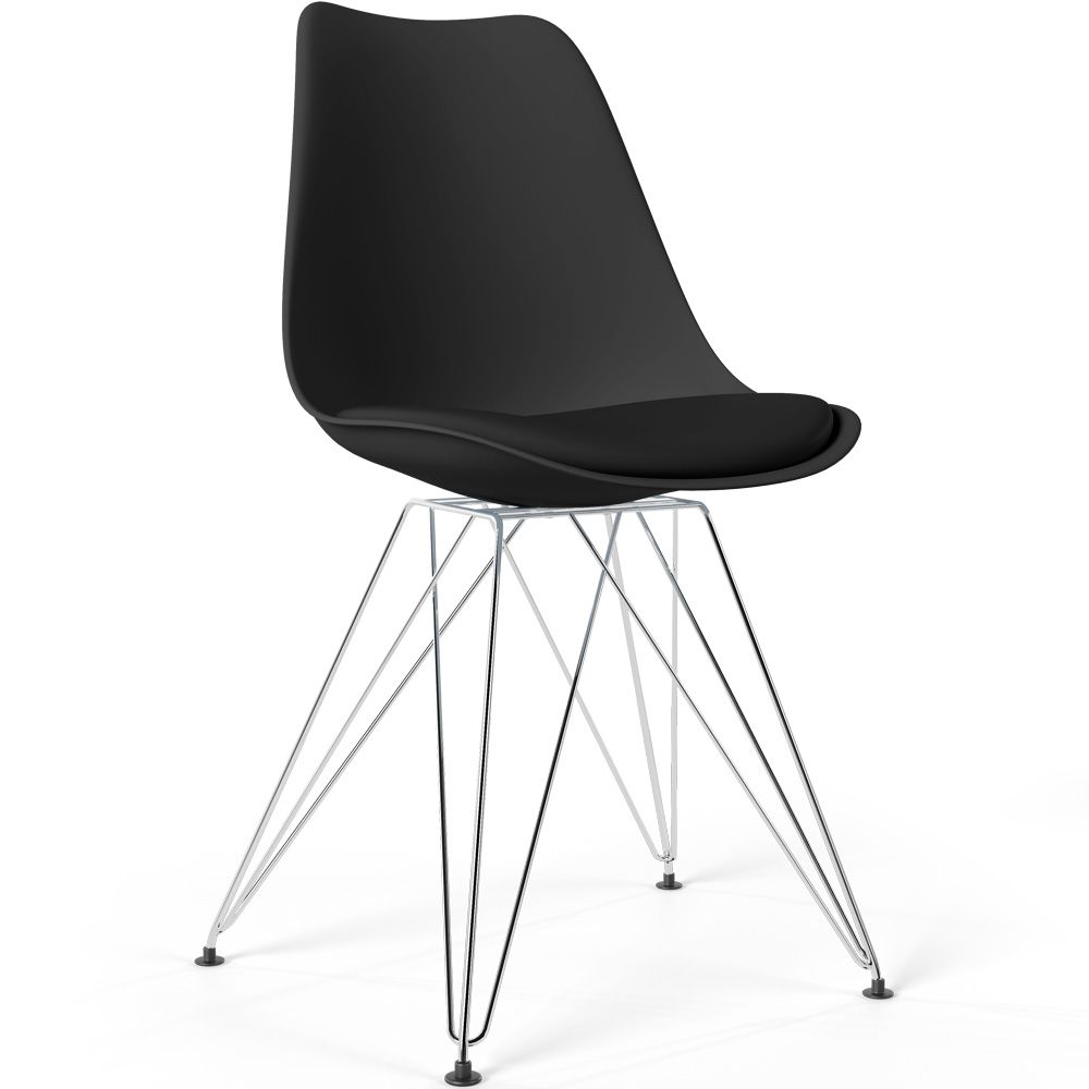 Krzesło do Jadalni z Poduszką - Skandynawski Design i Czarne Metalowe - Skögur image 8