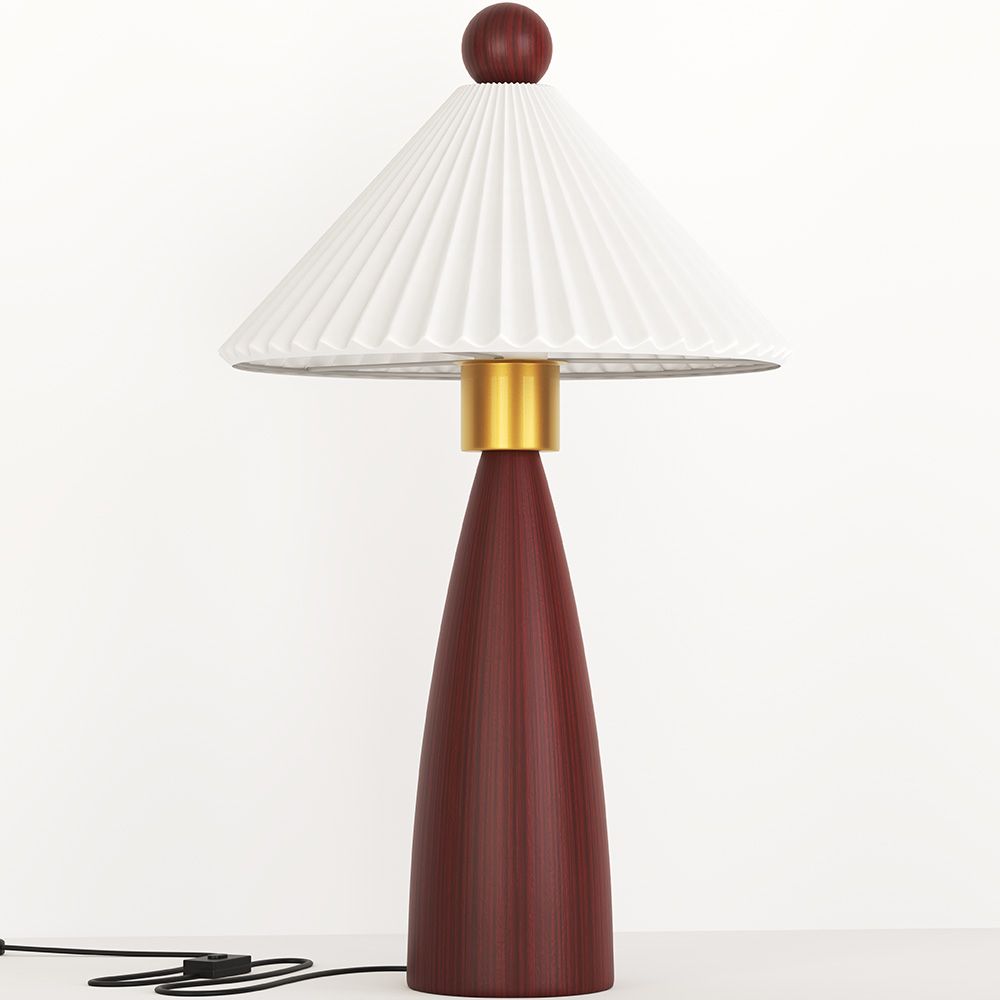 Lampa stołowa z drewnianą podstawą i białym cementowym kloszem - Ambiana image 8