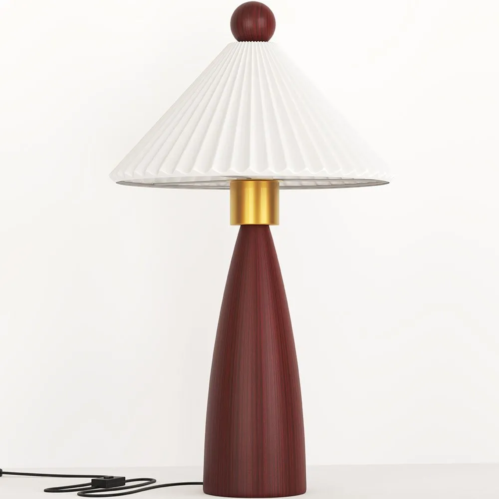 Lampa stołowa z drewnianą podstawą i białym cementowym kloszem - Ambiana image 8