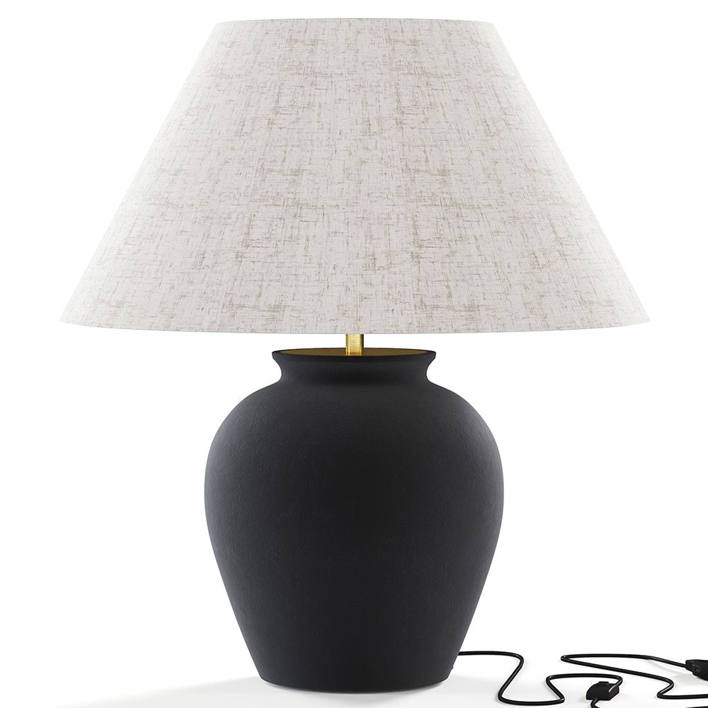 Lampa Stołowa Vintage - Podstawa Ceramiczna i Abażur z Tkaniny - Luno image 8