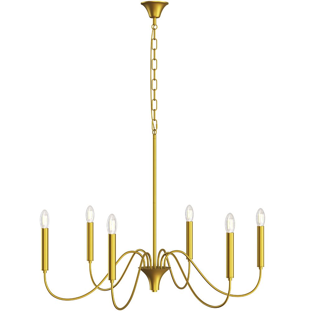 Złota lampa wisząca 6-ramienna – Nowoczesny styl żyrandola z metalu - Vintessa image 8