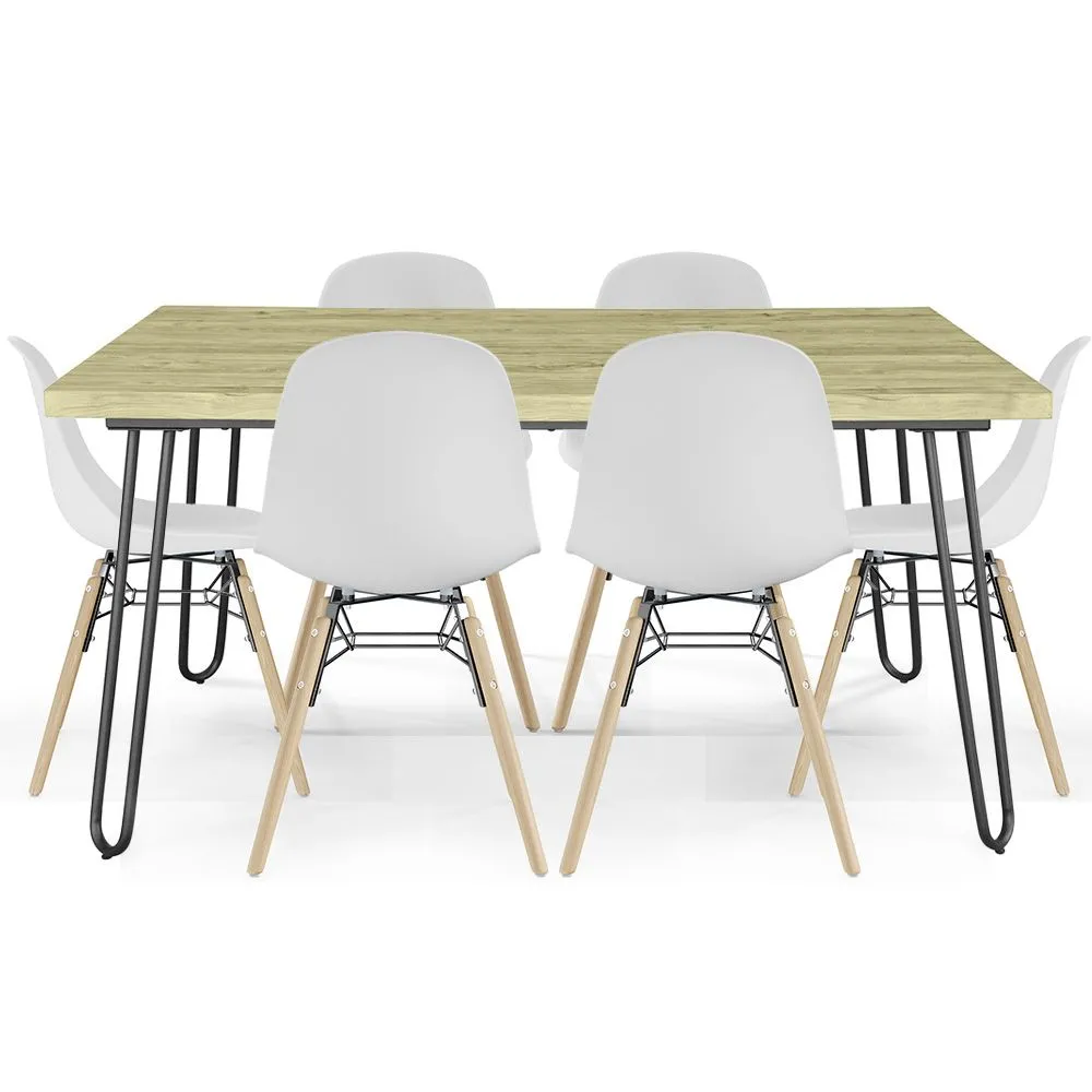 Zestaw Hairpin Stół (90x150 cm) + 6 Krzeseł Jadalnianych Nordic Skögur image 8