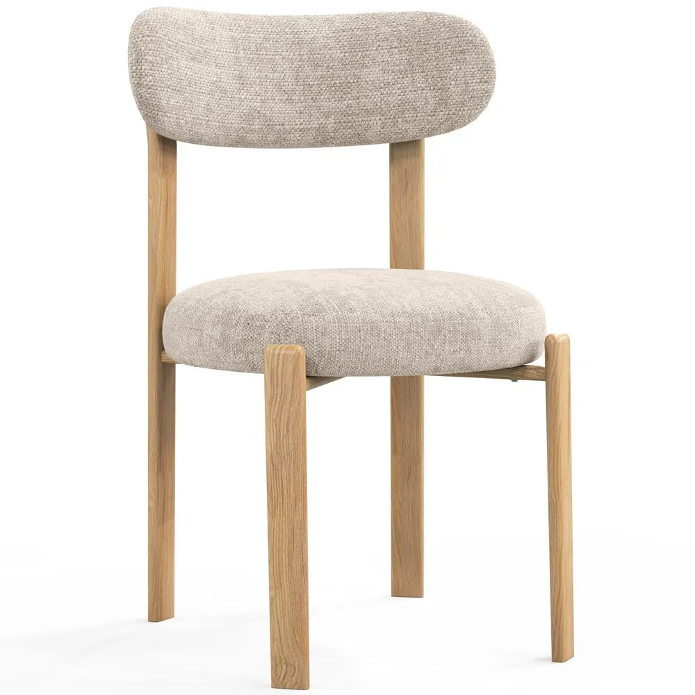 Krzesło do jadalni Chenille tapicerowane - Nogi w efekcie dębu - Ergonomiczny i nowoczesny design - Okare image 8
