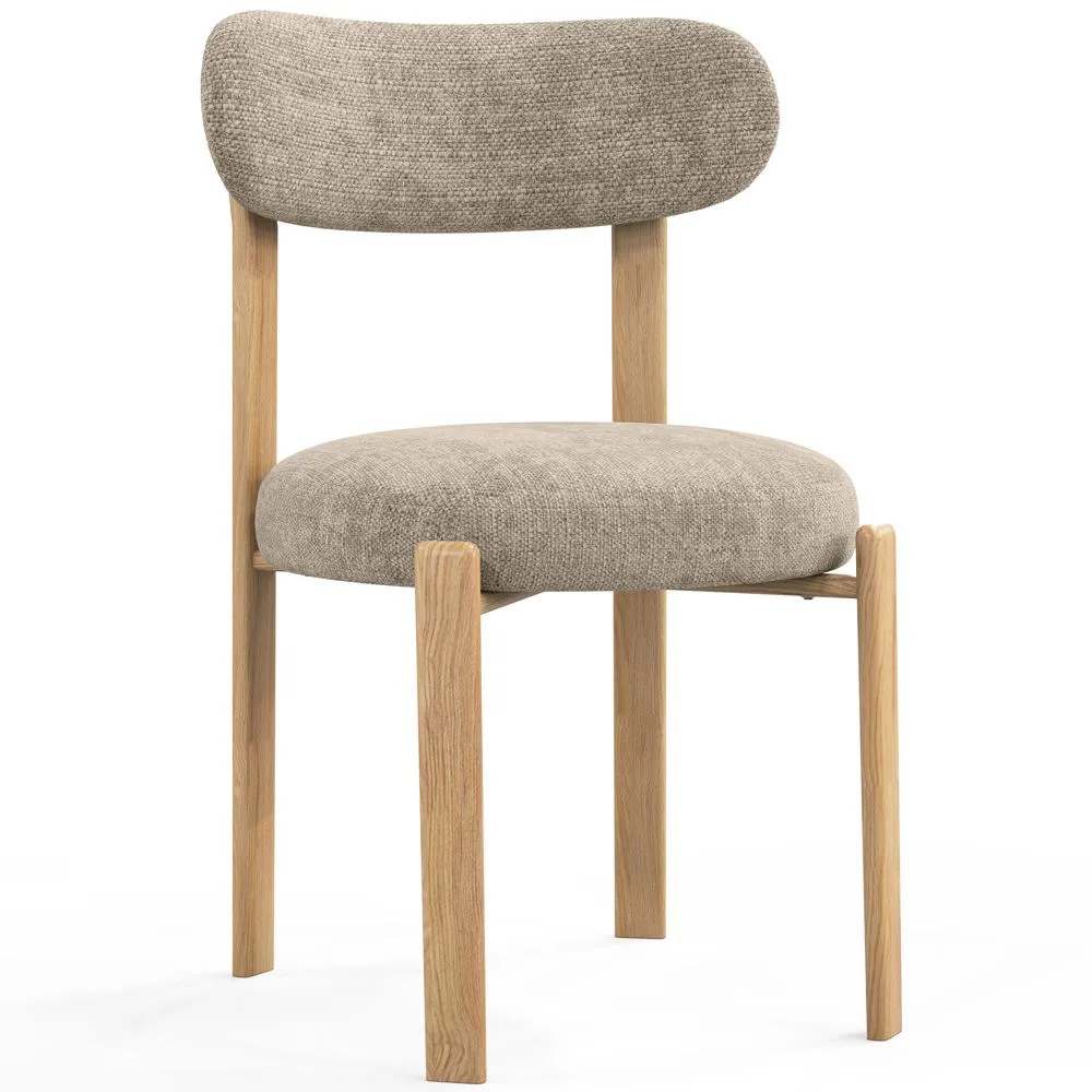 Krzesło do jadalni Chenille tapicerowane - Nogi w efekcie dębu - Ergonomiczny i nowoczesny design - Okare image 8