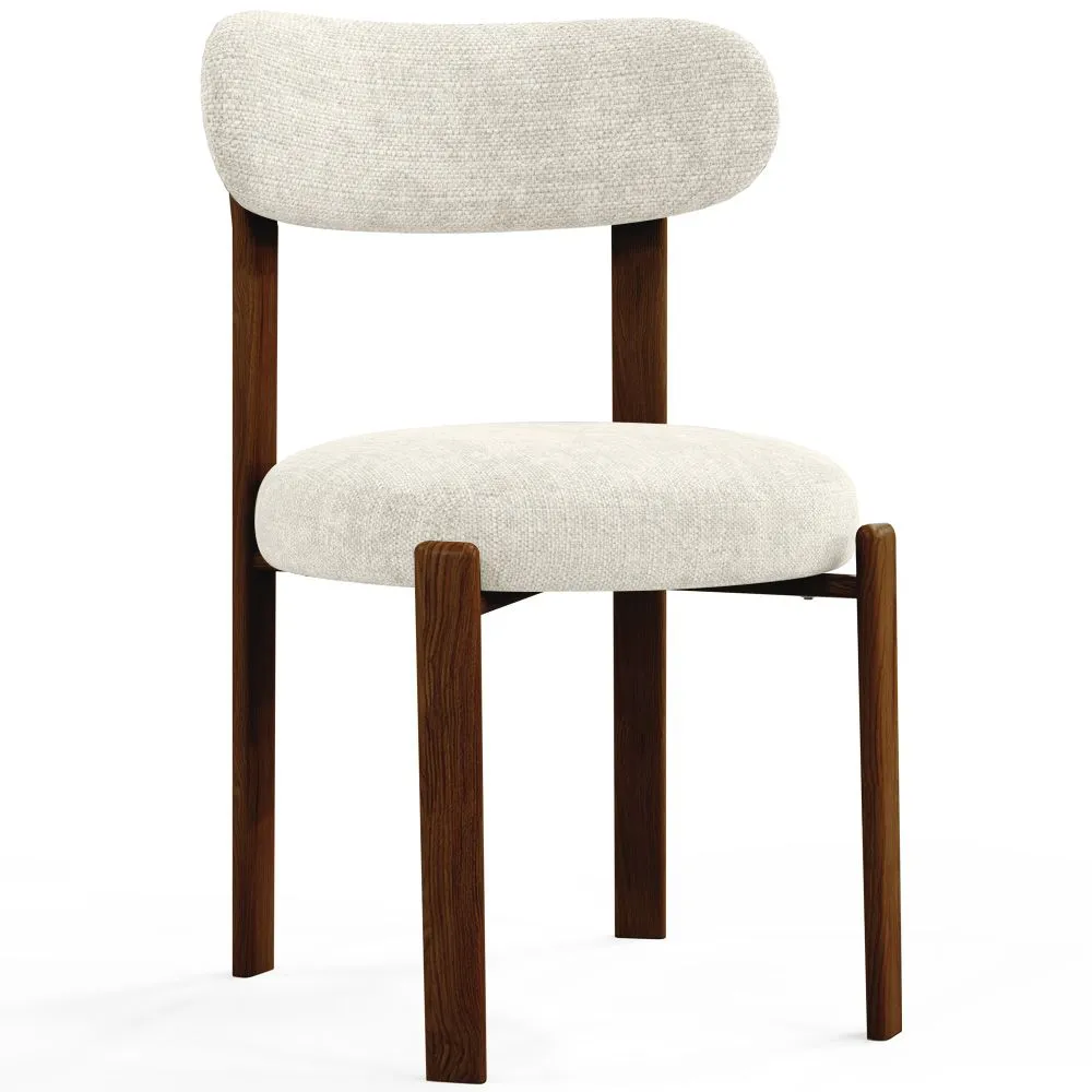 Krzesło do jadalni tapicerowane w tkaninie chenille – Nogi w ciemnym efekcie drewna – Ergonomiczny i nowoczesny design – Okare image 8