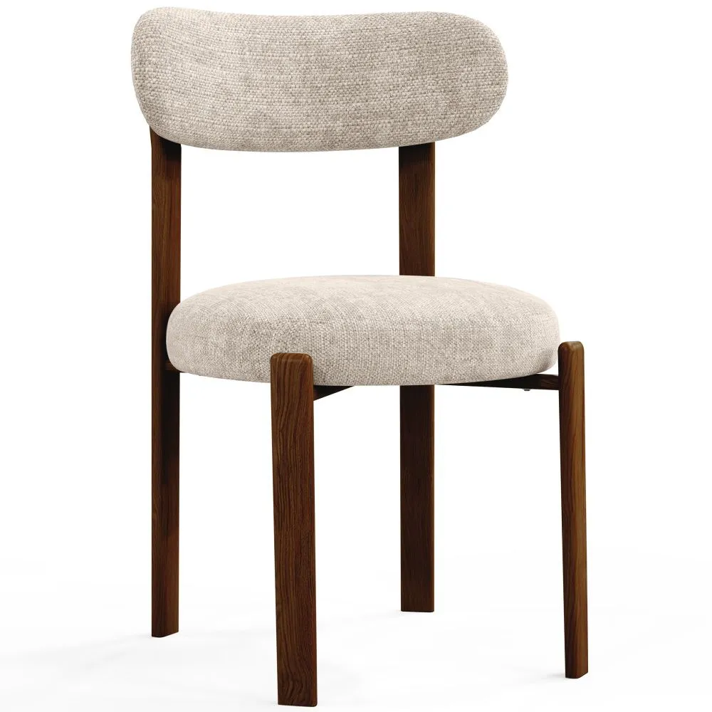 Krzesło do jadalni tapicerowane w tkaninie chenille – Nogi w ciemnym efekcie drewna – Ergonomiczny i nowoczesny design – Okare image 8