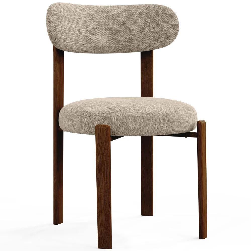 Krzesło do jadalni tapicerowane w tkaninie chenille – Nogi w ciemnym efekcie drewna – Ergonomiczny i nowoczesny design – Okare image 8