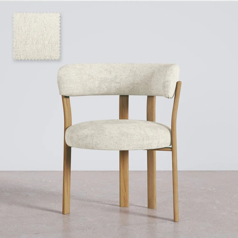 Fotel do salonu z podłokietnikami tapicerowany w tkaninie chenille – Nogi w efekcie dębu – Ergonomiczny i nowoczesny design – Okare image 8
