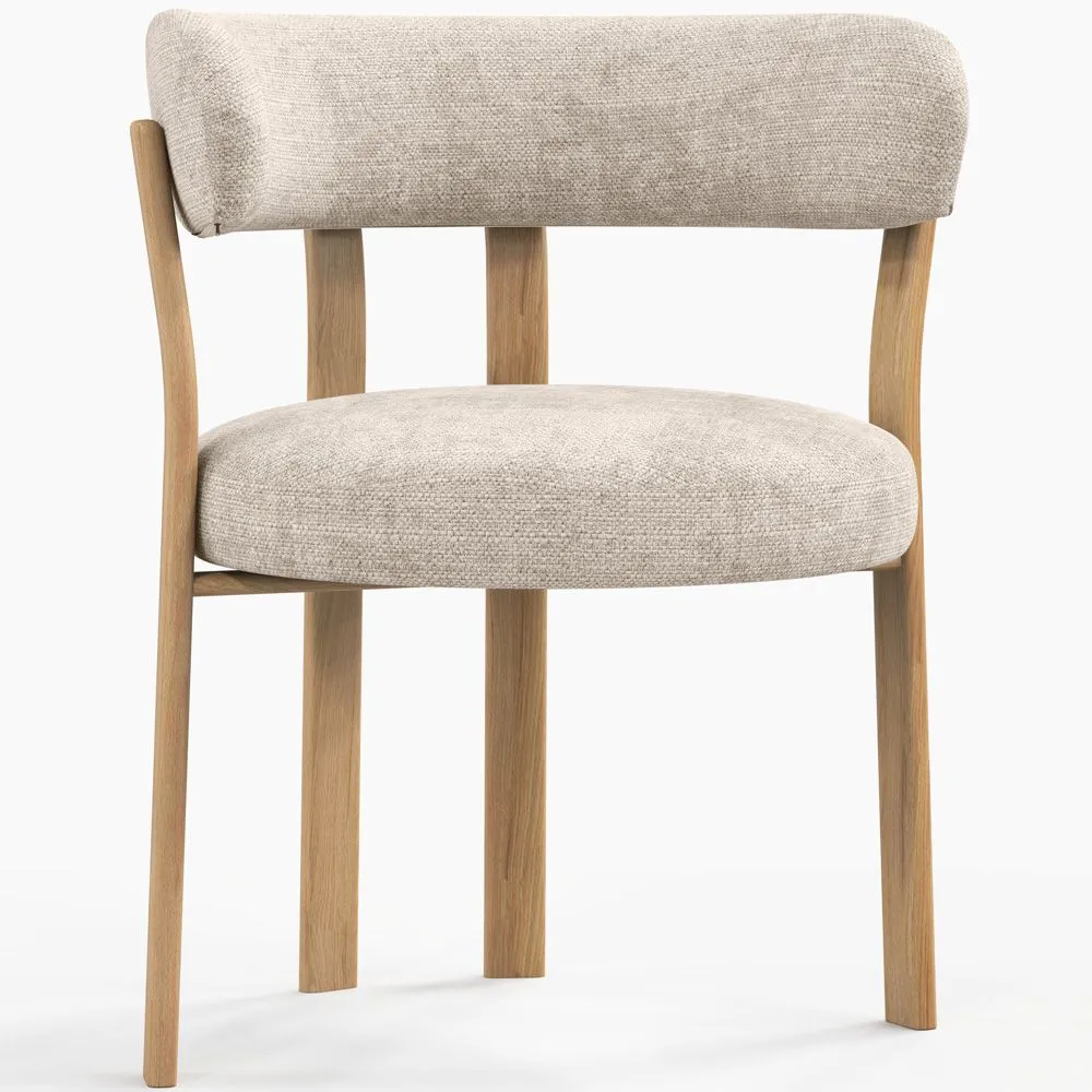 Fotel do salonu z podłokietnikami tapicerowany w tkaninie chenille – Nogi w efekcie dębu – Ergonomiczny i nowoczesny design – Okare image 8