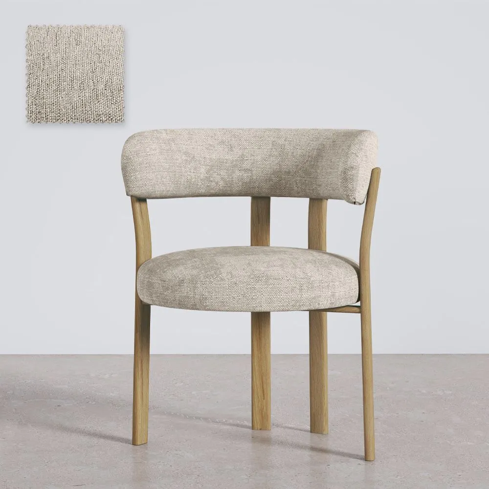 Fotel do salonu z podłokietnikami tapicerowany w tkaninie chenille – Nogi w efekcie dębu – Ergonomiczny i nowoczesny design – Okare image 8